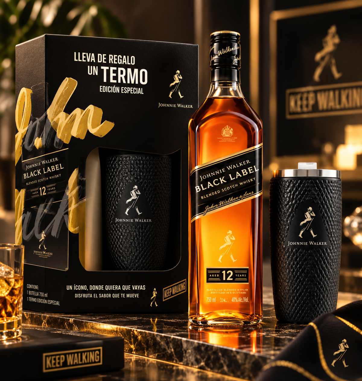 Johnnie Walker Black con Termo 750 ml