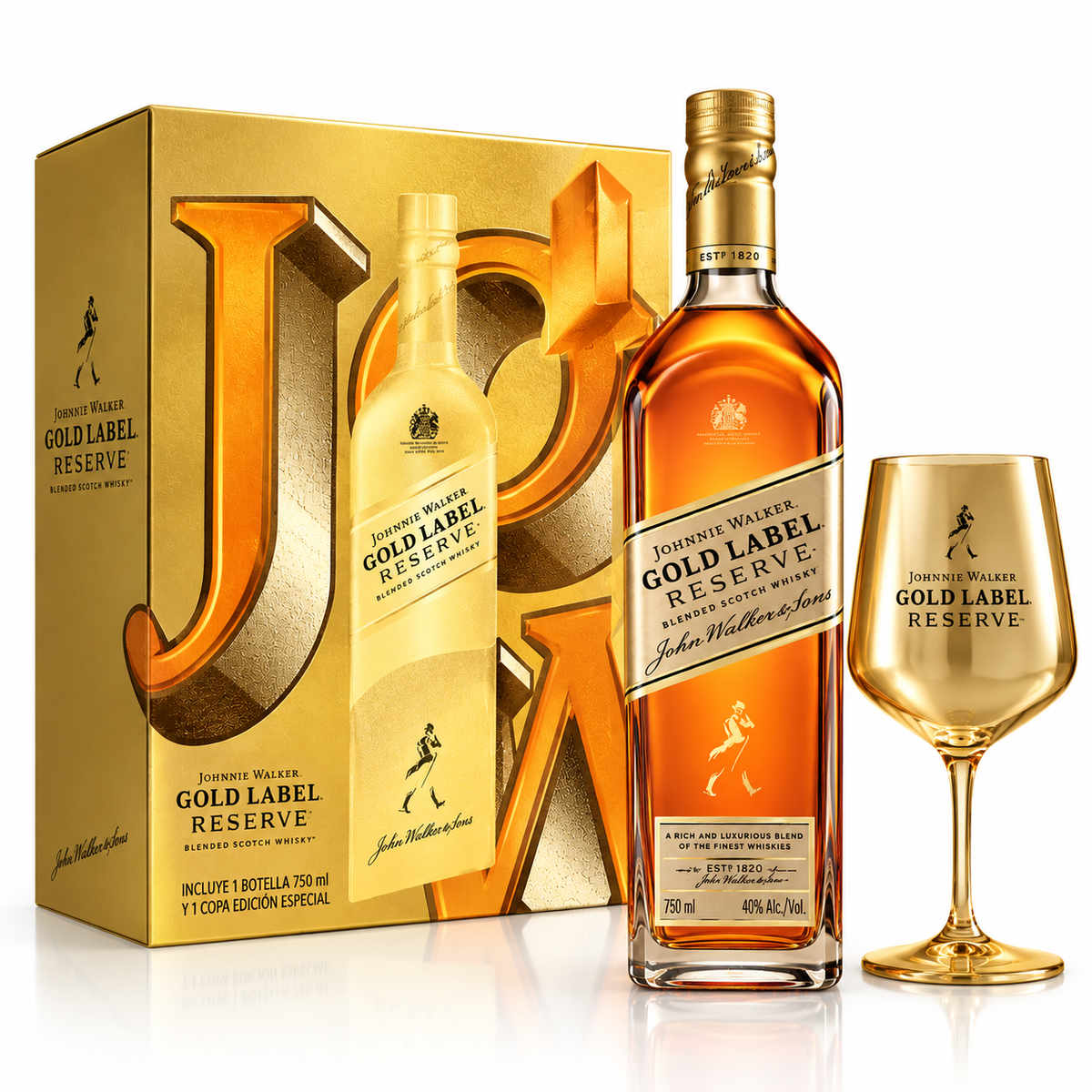 Johnnie Walker Gold con Copa 750 ml